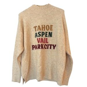 Lou & Grey Khaki Heather Ski City Women's Sweater Khaki Size Medium